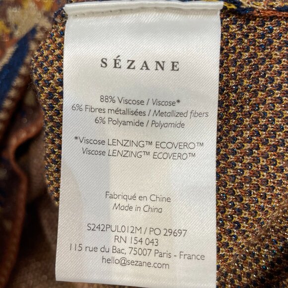 EUC Sezane Emna Glitter Floral Sweater Blue Brown Medium - Picture 8 of 9